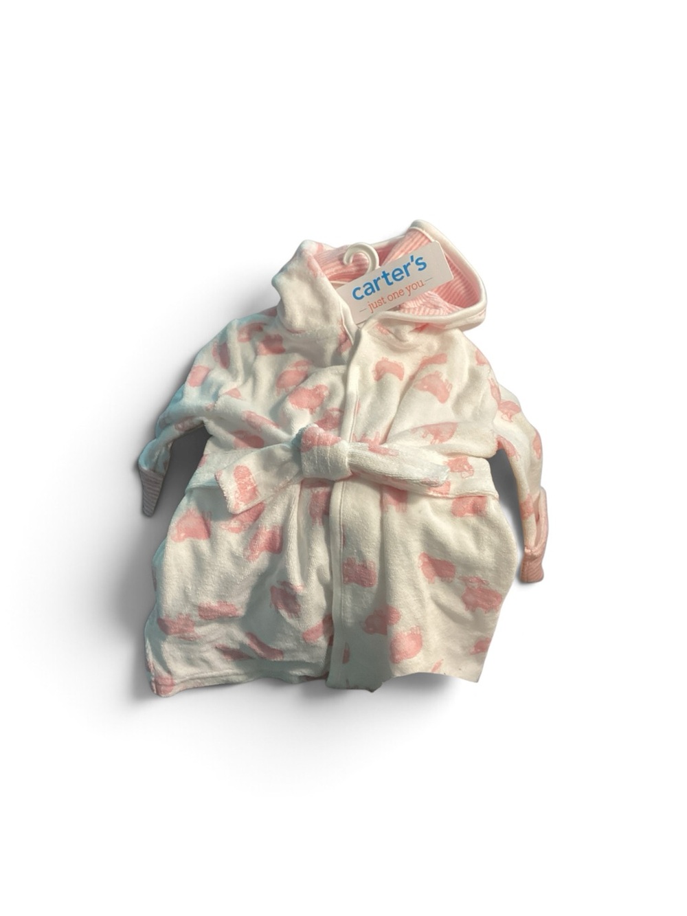 Carter's Pink & White Baby Hooded Robe 0-9 Mo. NWT